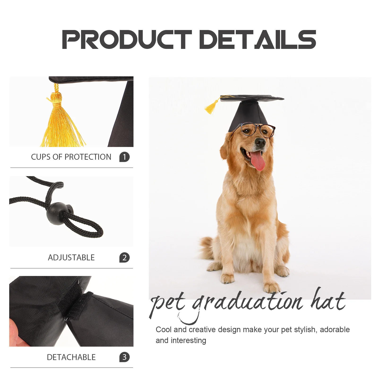 

2Pcs Pet Graduation Hat Costume Tassels Mini Ceremony Party Supplies Dog Coat Durable Style