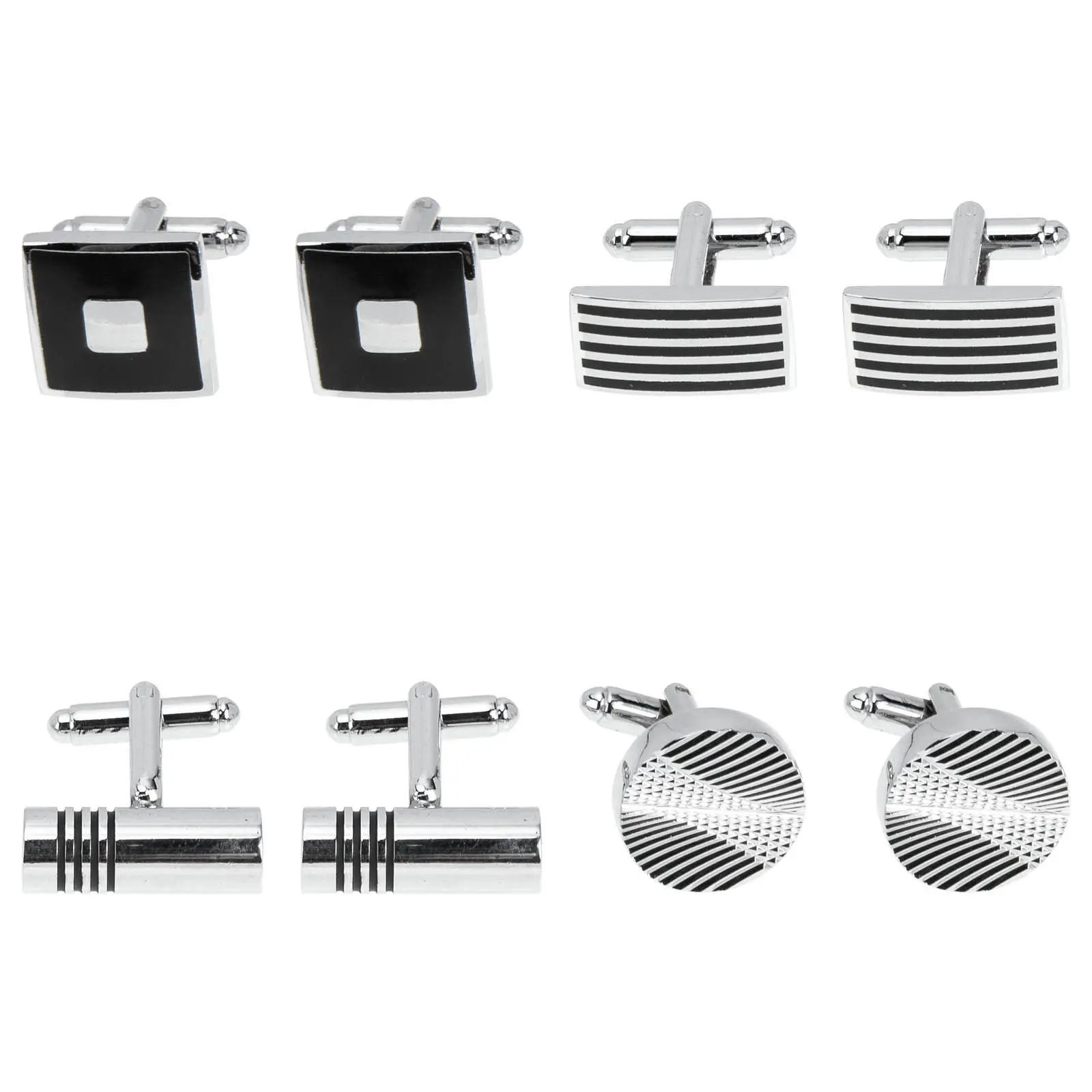 

4Pairs Men Suit Cufflinks Brass Classic Polished Shirt Decoration for Tuxedo Wedding Business Gift Cufflinks Jewelry Gift