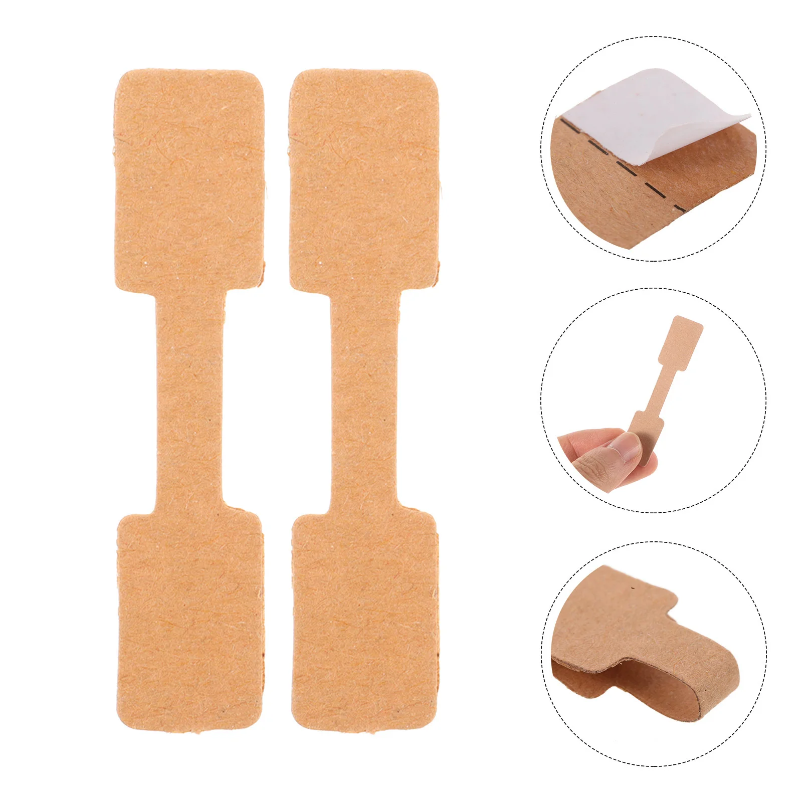 

300pcs Kraft Paper Tags Adhesive Blank Price Labels For Jewelry Display Hanging Necklace Ring Craft Diy Gift Wedding Favors