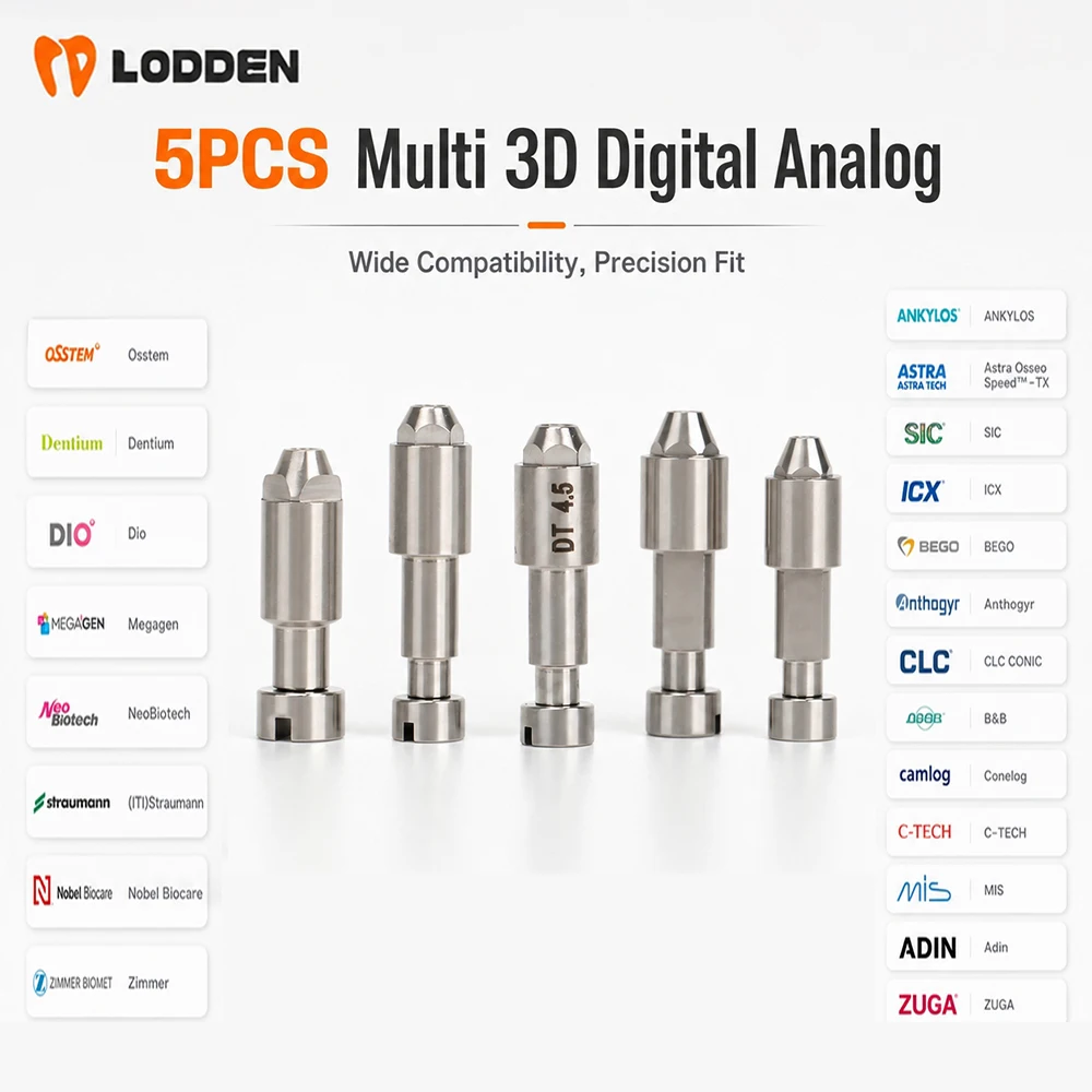 5PCS Dental Multi 3D Analog Composite Osstem Dentium Dio Megagen NeoBiotech Straumann Nobel Biocare MIS Screw Titanium Body