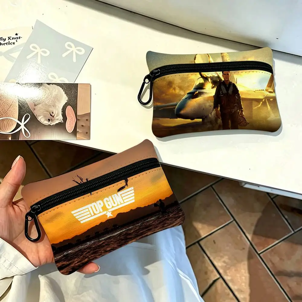 Classic T-Top G-Gun Action Movie Lightweight Oxford Fabric Coin Purse Carabiner Hook Design Mini Card Key Organizer Bag