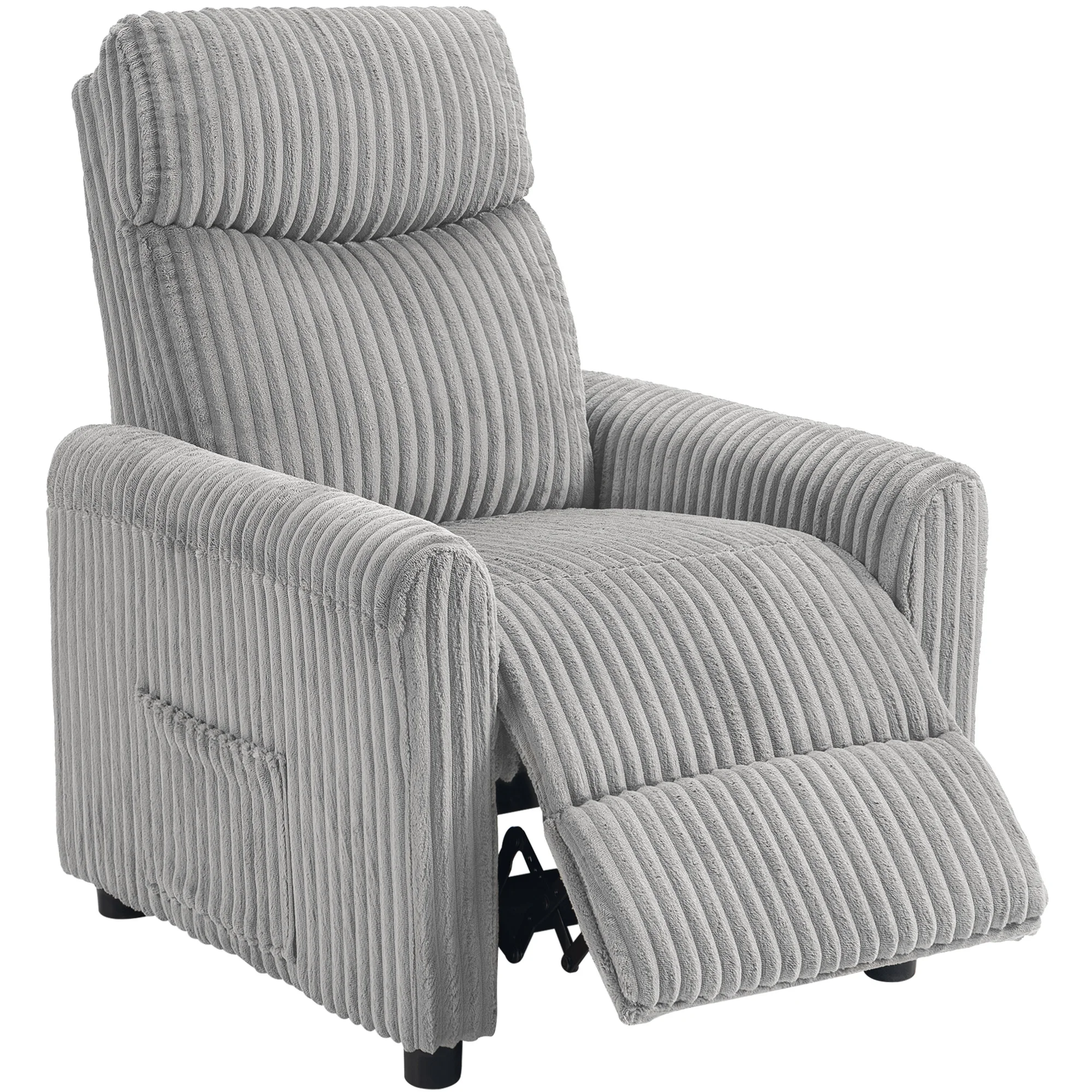 HOMCOM Sillón Relax Reclinable Manual Tapizado en Pana Instalación Rápida Reposapiés Acolchado Grueso