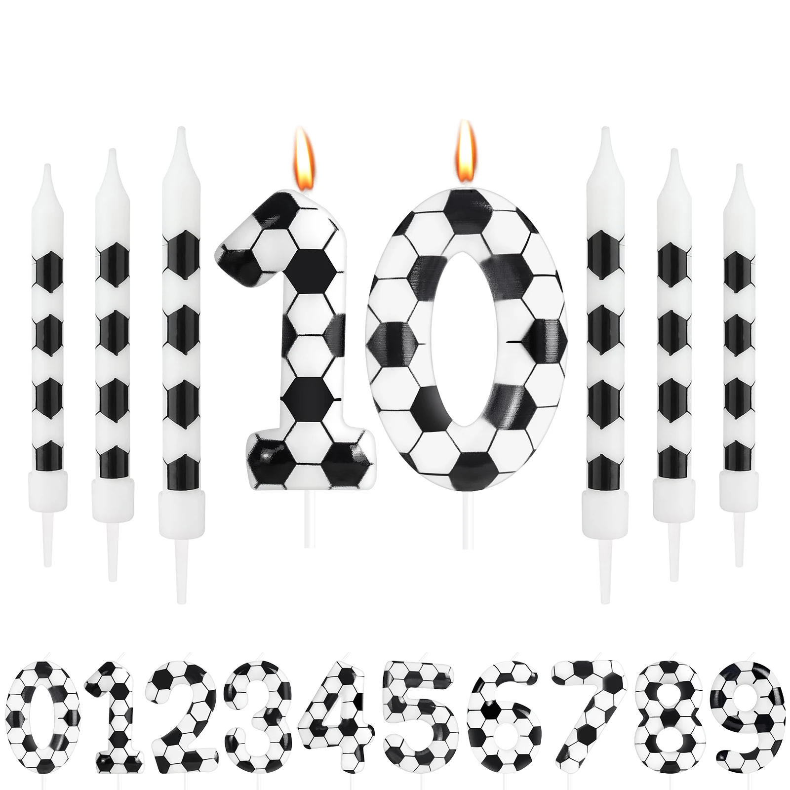 Birthday Number Candles, Soccer Number 0-21 Birthday Candles for Cake, Cupcake Topper for Kids Adults Party Anniversary Supplies