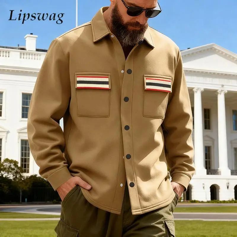 

Vintage Patchwork Woolen Jackets Mens Casual Multi Pocket Embroidery Cargo Jacket Coat For Men Spring Autumn Stylish Outerwear