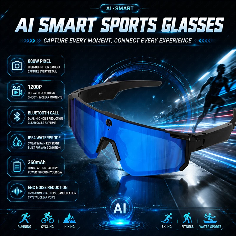 Smart Glasses Lens - Умные спортивные очки-камера 2026 года, 800W