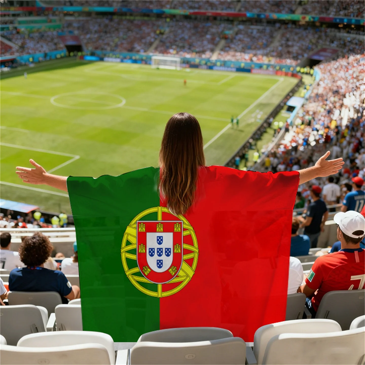 2026  Flag Football Fans Cheering Scarf Background Cloth Banner International Fans' Shoulder Wrap Cheerleading Supplies view 2
