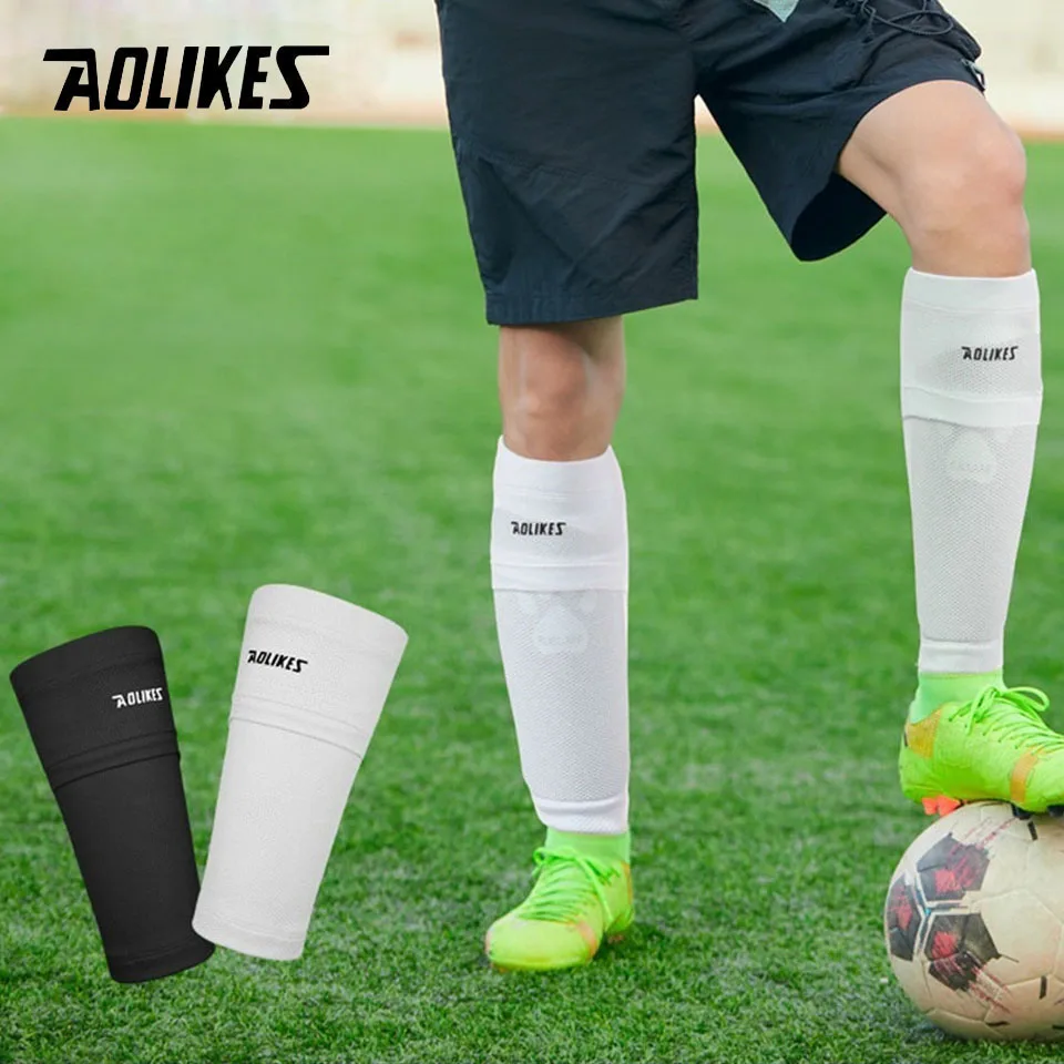 

AOLIKES Kids Youth Adult Soccer Shin Guard Sleeves with Optimized Insert Pocket, Shin Pad Compression Sleeves for Soccer Sport