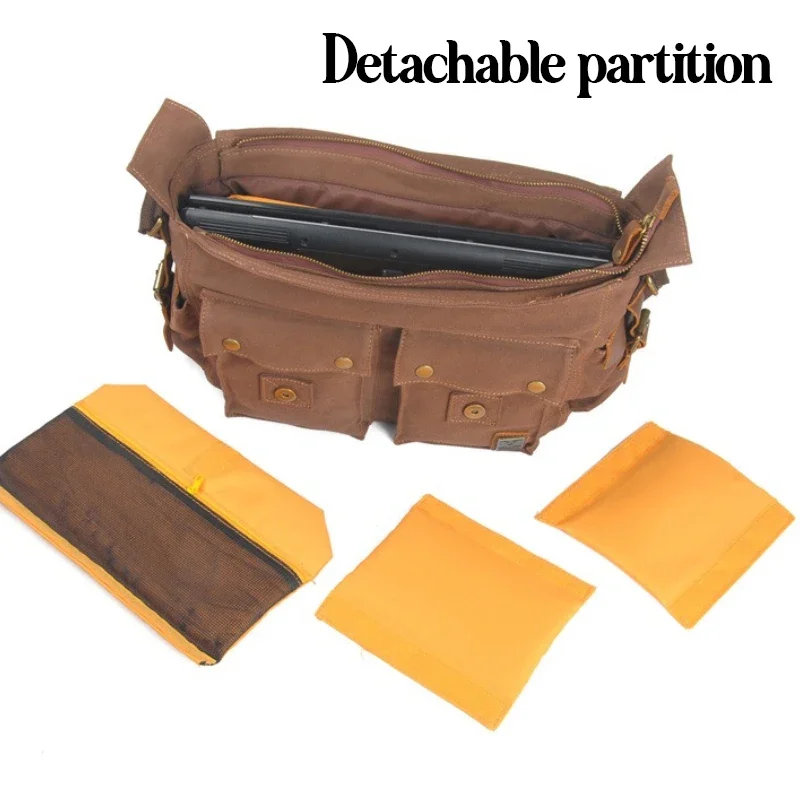 

Camera bag with genuine leather bag shoulder messenger casual photography waterproof liner detachable SLR camera bag