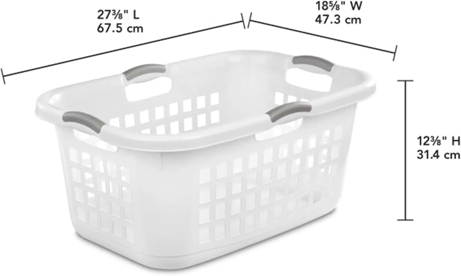 2 Bushel Ultra Laundry Basket, Large, Plastic Hamper with Handles to Easily Carry Clothes to and from the Laundry Room