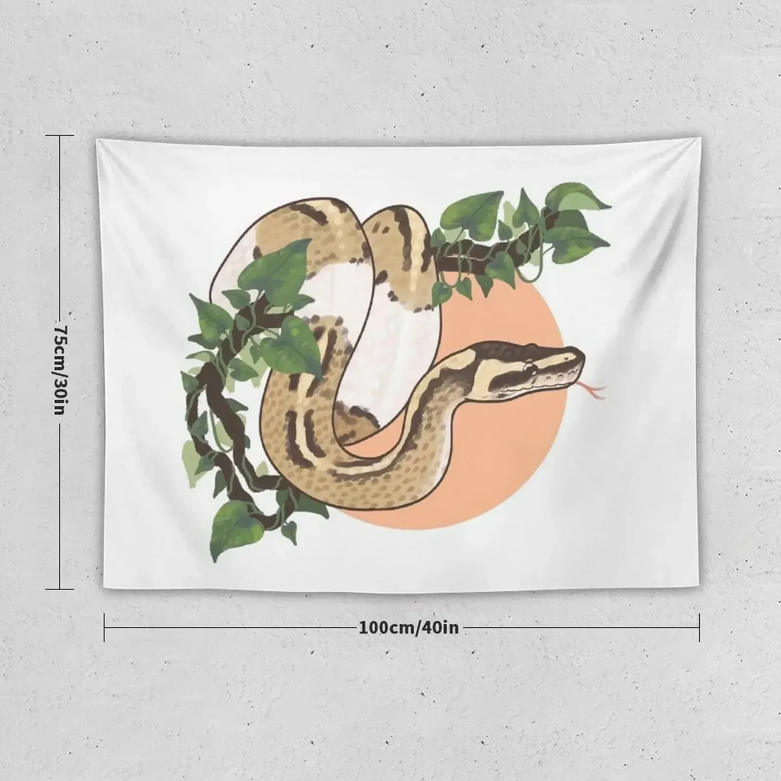 Ball Python on a Vine Tapestry Room Decorating Aesthetic Decoration Wall Tapestry