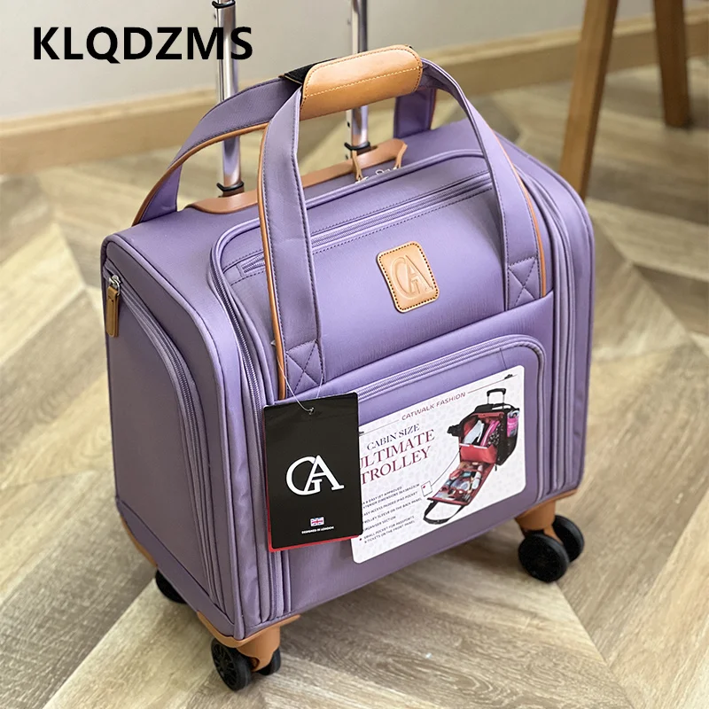 KLQDZMS High-quality 16-inch Suitcase Oxford Cloth Boarding Box Ultra-light Trolley Case Students Password Box Rolling Luggage