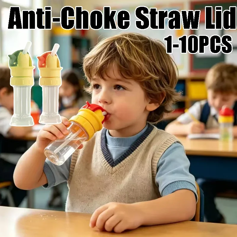 With Straw Lid Beverage Water Bottle Cap Spill-Proof With Storage Box Water Bottle Lid Dustproof Anti Choking Drinking Tube