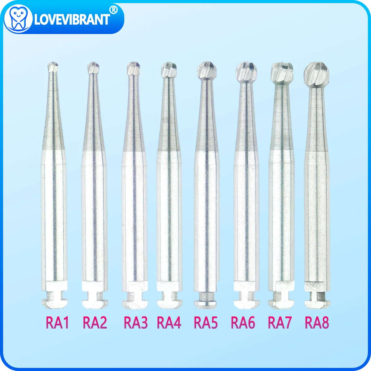 6 pz/scatola fresa dentale in carburo di tungsteno a bassa velocità a testa tonda serie RA per clinica di laboratorio odontotecnico forniture