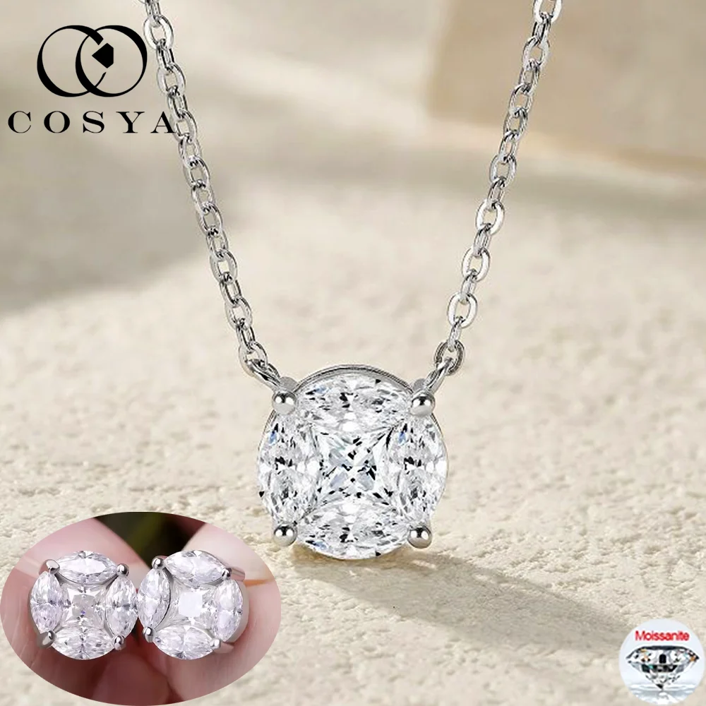 

COSYA полное муассанитовое ожерелье/серьги для женщин S925 серебро D цвет VVS1 маркиза принцесса огранка лабораторный бриллиант ювелирные изделия