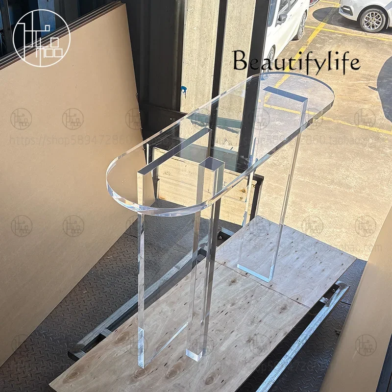 

BJ акриловый вход, простой светильник, роскошный стол из плексигласа, украшение для дома, прозрачный овальный стол