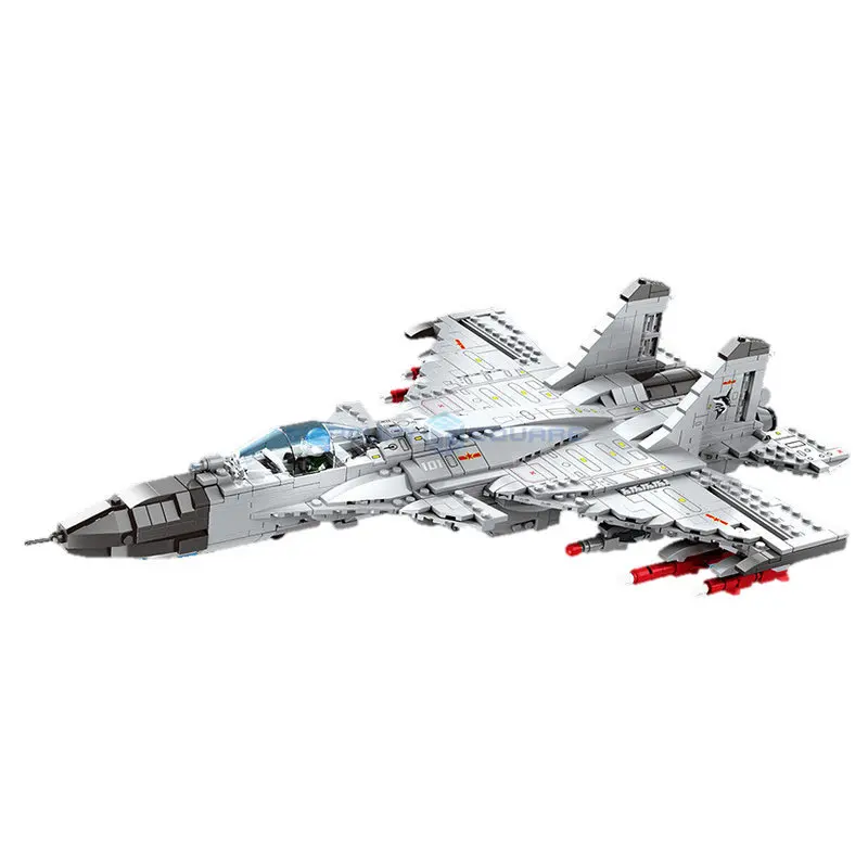 

J-15 Flying Shark Fighter Model Bricks MOC 88006 Modern Military Awacs Transport Vehicle Building Blocks Toy Kit Kids Boys Gift