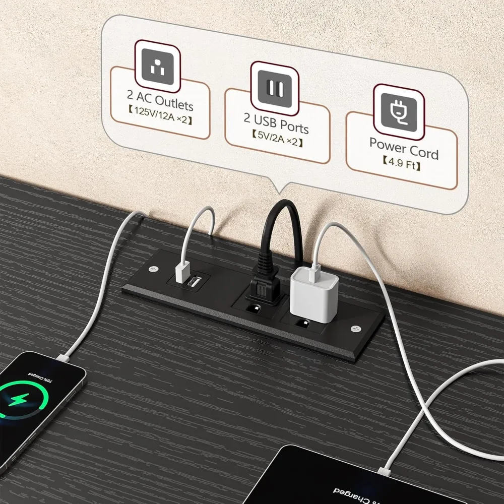 Suporte de TV de 75, 80, 85 polegadas, com 10 gavetas de tecido, centro de entretenimento de 75,5 W com luzes LED e tomadas de energia, suportes de TV