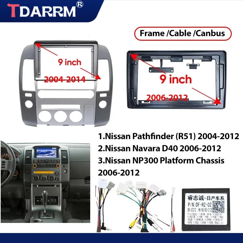 TDARRM 9INCH Car Audio Frame Fascia Adapter For Nissan Pathfinder/Navara 2004-2014 RHD Android Radio Kit  Dash Screen Head Unit