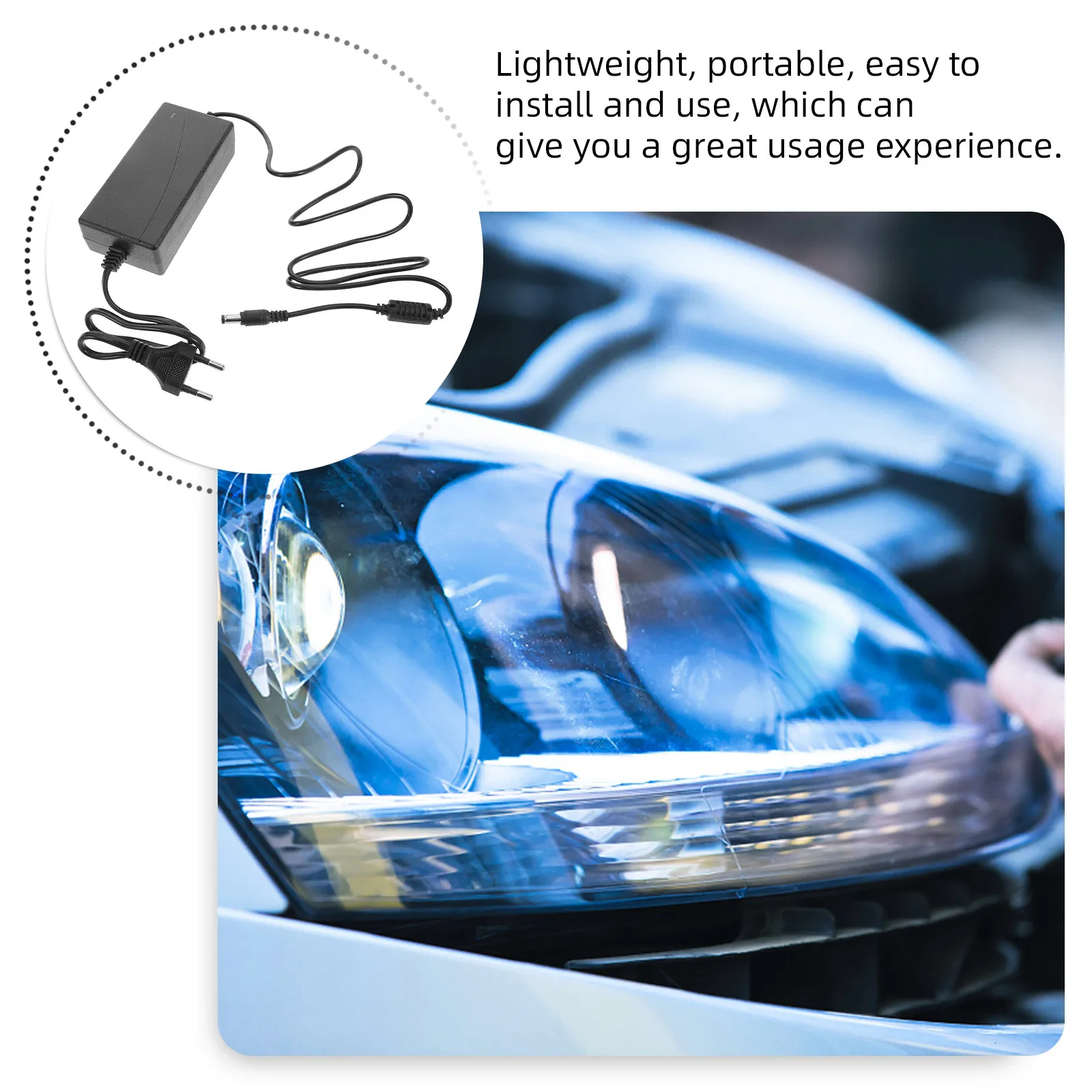 Car Headlight Restoration Power Adapter Sturdy Plastic Lens Repair Tool Automotive Headlight Repair Kit Eu Plug