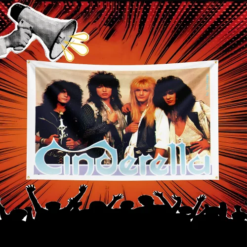 Cinderella Inspired Rock Music Flag  Polyester Banner For Bedroom Wall Decor Music Fans Gift