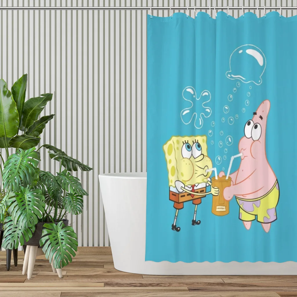 SpongeBob Bathroom Shower Curtains Waterproof Bath Curtain Household Decoration