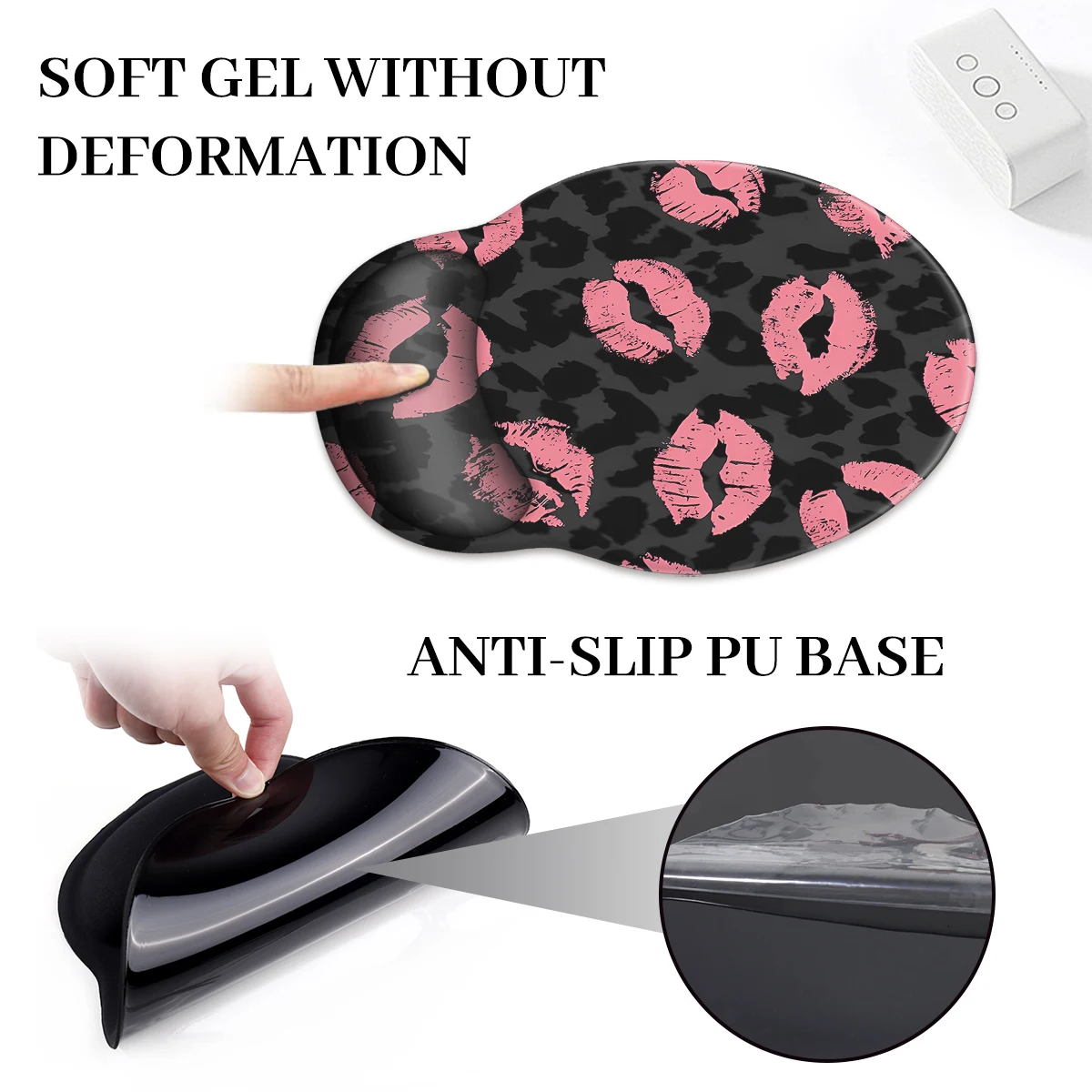 Black And Pink Lip Simple Mouse Pad Wrist Ergonomic Soft Anti-Slip Wrist Rest Support Mat Computer Mouse Pad For Office  PC