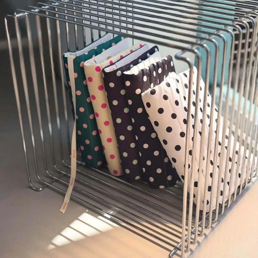 Aesthetic Quilted Polka Dot Book Protector Stripe Reusable Fabric Book Cover Lightweight Soft Diary Book Jacket Student