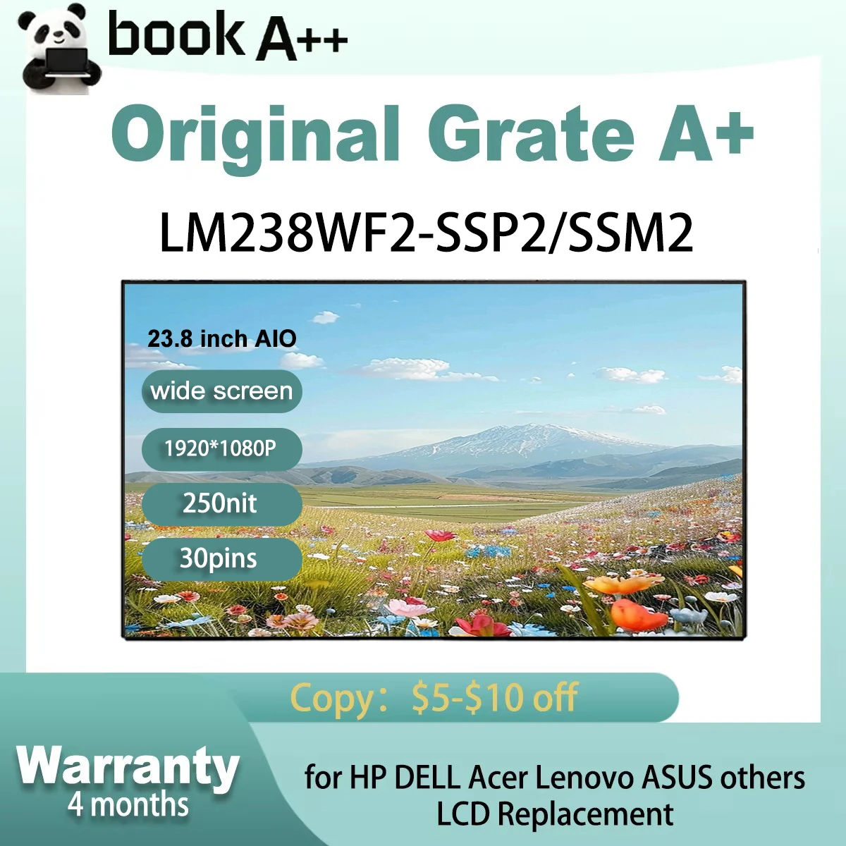 23.8 inch Original NEW FHD Lcd Screen LM238WF2 SSP2 LM238WF2-SSP2 LM238WF2 SSM2  LM238WF2-SSM2