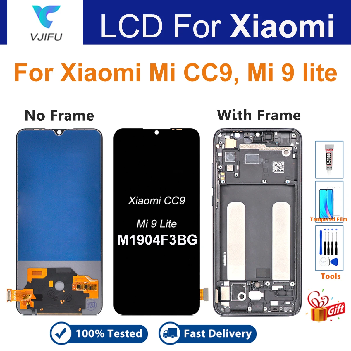 100% Tested LCD For Xiaomi Mi CC9 Display Touch Screen Digitizer For Mi 9 lite M1904F3BG Smart Phone Repair Parts Replacement