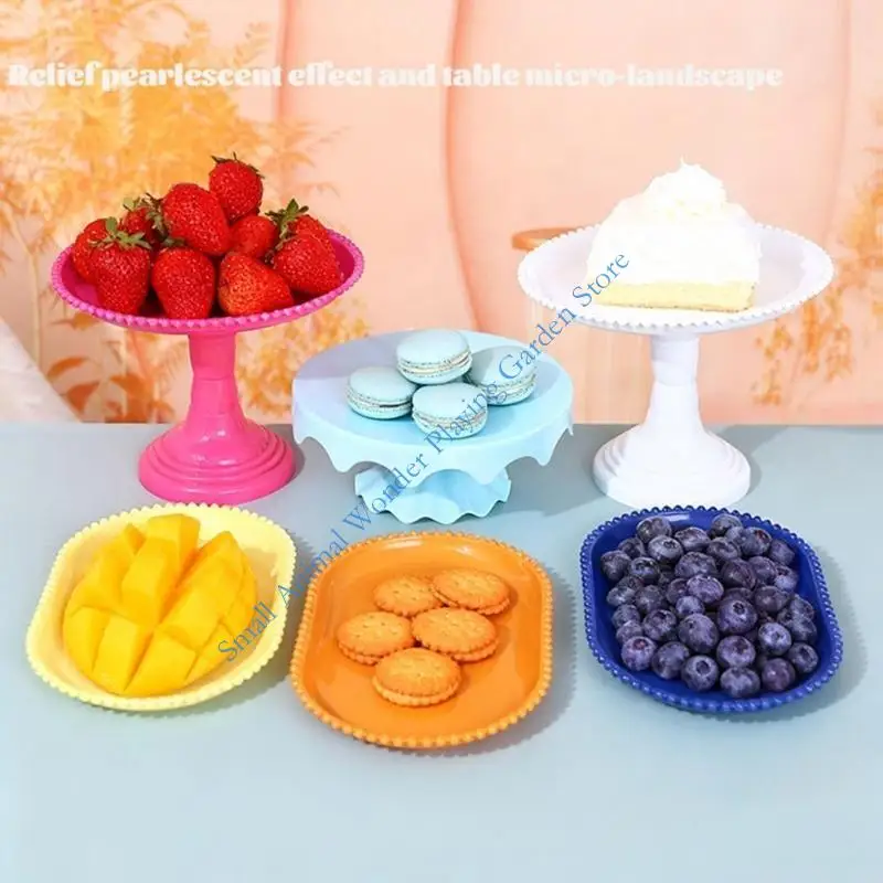 C9GC Slip Resistant Base Tall Dessert Display Stand Snacks Fruit Serving Plate Elegant Plastic Construction for Celebration
