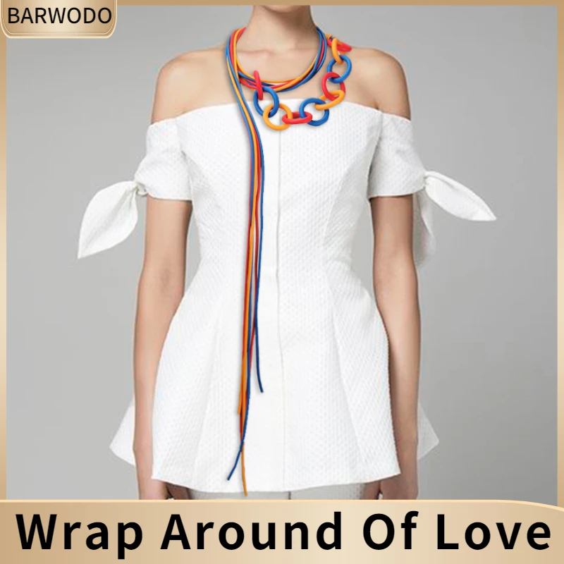 BARWODO Designer Statement Necklaces Women Pendants Goth Handmade Luxury Jewelry Rubber Chain Boho Accessories Choker Necklace