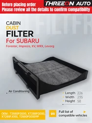 For SUBARU SH SJ IMPREZA GP,GR,GH,G3,GE,GV SUBARU XV 1.6 2.0 Activated Carbon Cabin Filter 72880-FG000 CU22004 MK9800