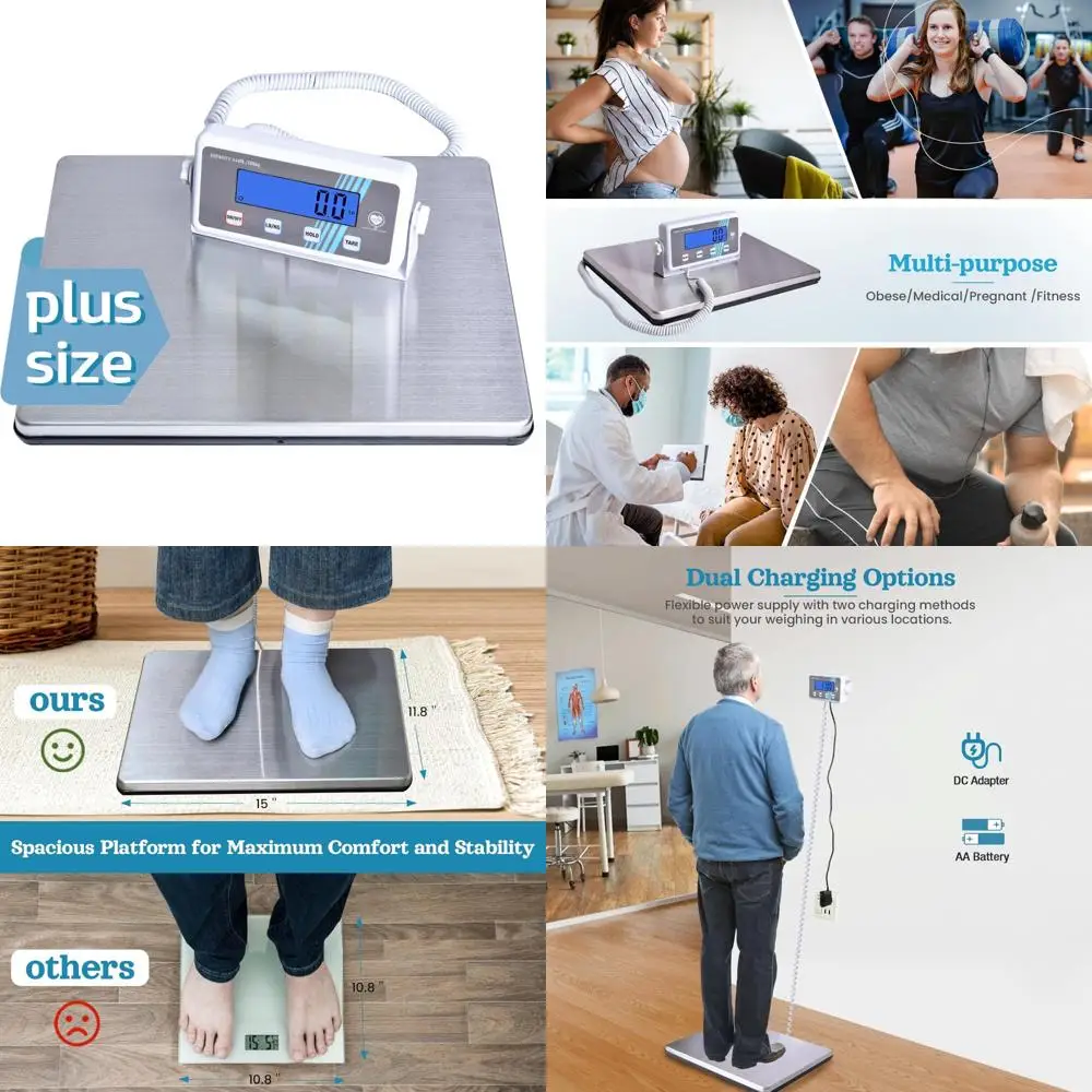 

Высокоточные сверхширокие цифровые весы для медицинского использования — емкость 440 фунтов/200 кг, прочные и портативные для использования в ванной комнате, легкие