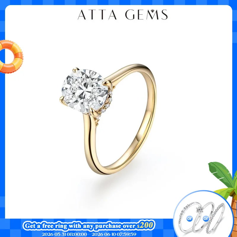 ATTAGEMS Oval Cut 9*7mm 2CT D VVS1 Moissanite Rings S925 Sterling Silver for Women Engagement Wedding Lady's Jewelry Gift Luxury