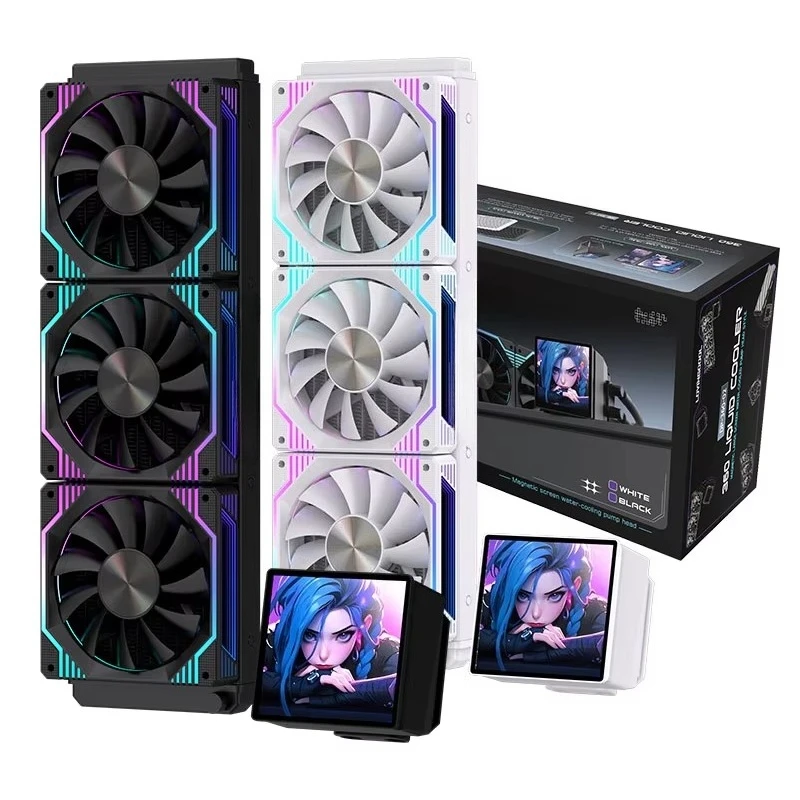 360mm ARGB PC Water Cooling Radiator CPU Liquid Cooler with DIY 4.0 Inch Video Display Screen for PC