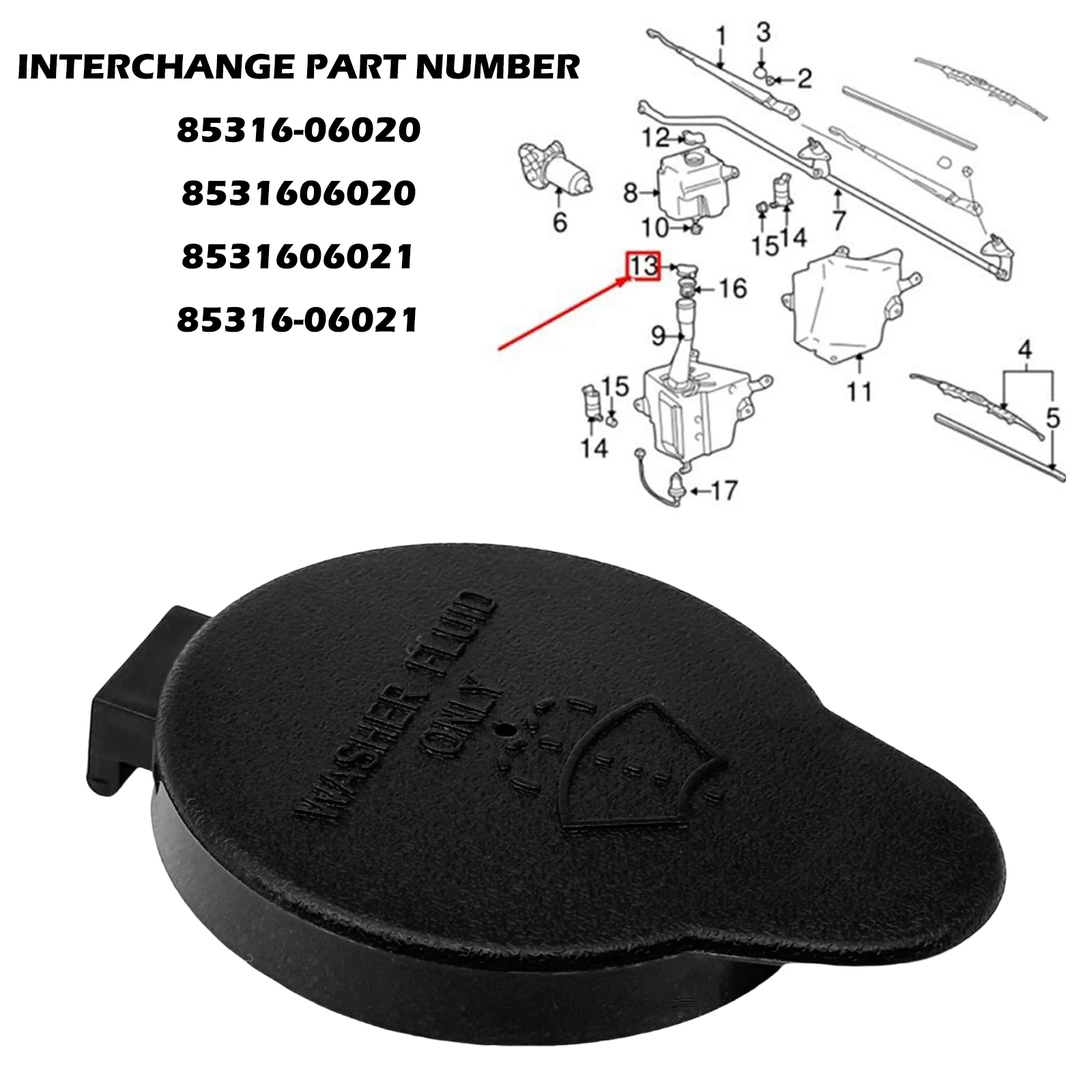 85316-06021 Windshield Washer Reservoir Cap For TACOMA For AVALON For CAMRY