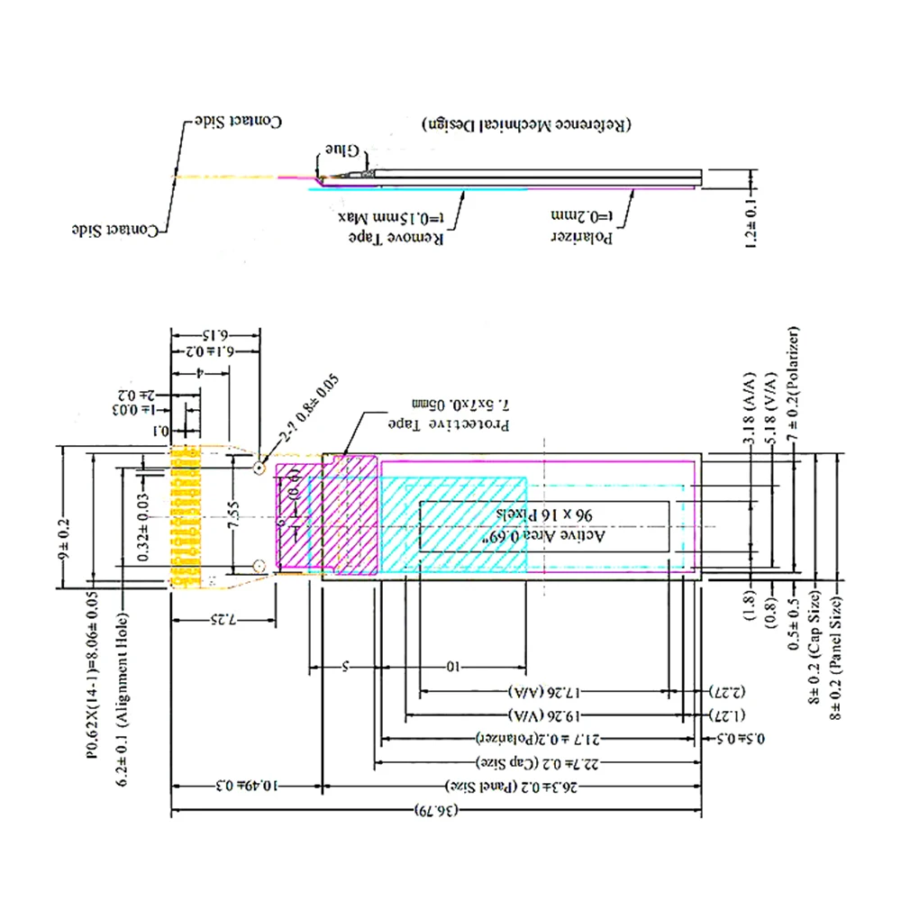 0,69-дюймовый OLED-модуль белого цвета OLED 96x16 OLED ЖК-дисплей SSD1306 Модуль дисплея SPI IIC Связь для Arduino