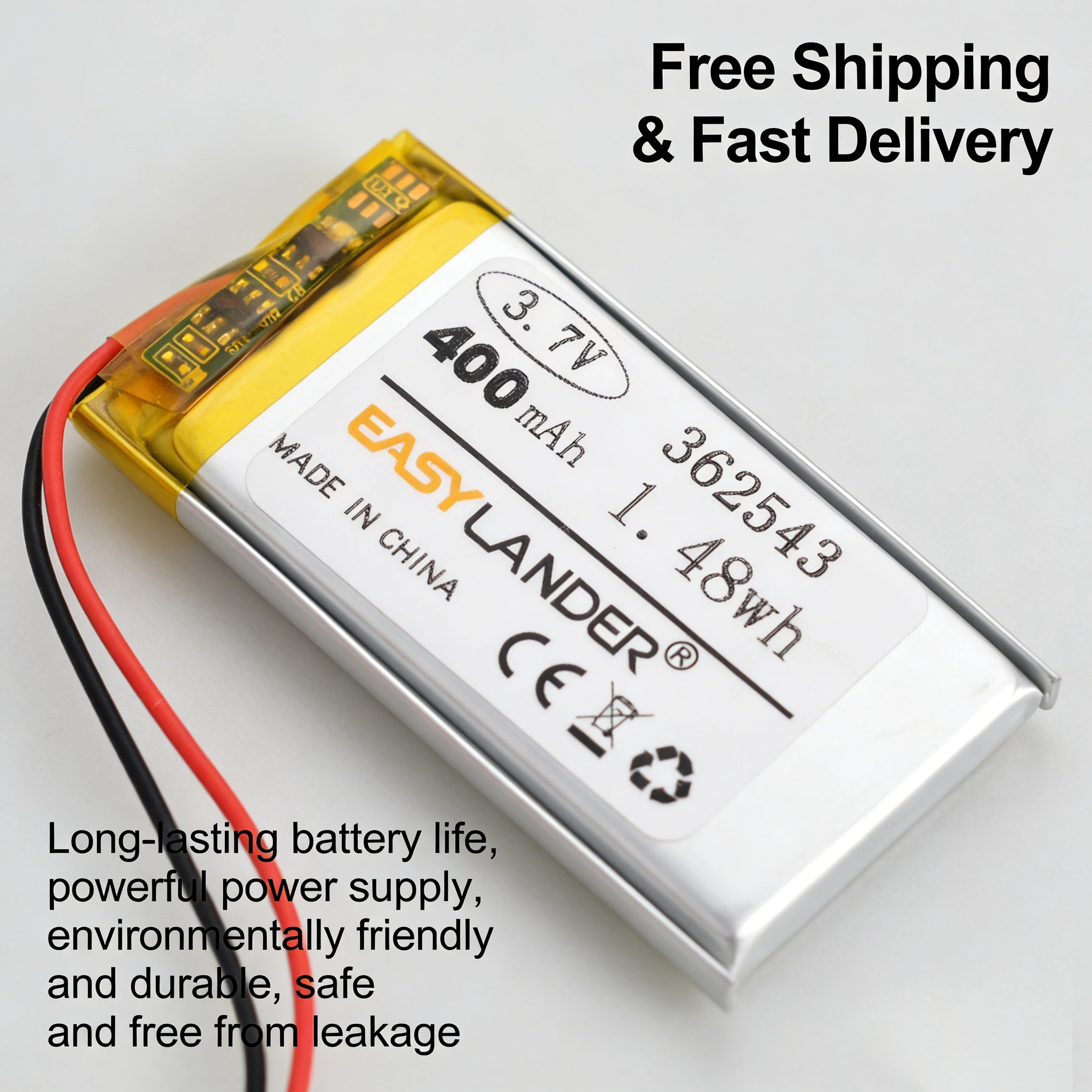 

362543 3.7V 400mAh Rechargeable Lithium Li-ion Polymer Battery for Water Flosser Oral Irrigator Bluetooth Headset Lipo Cell