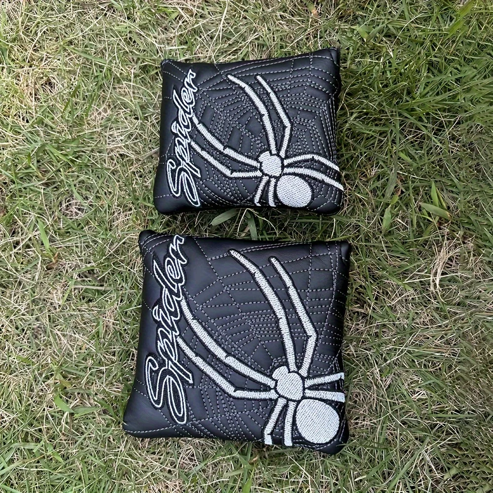 1pc Spider Embroidered Golf Putter Cover Waterproof And Wear-resistant Club Cover, Durable PU Leather With Magnet Closure