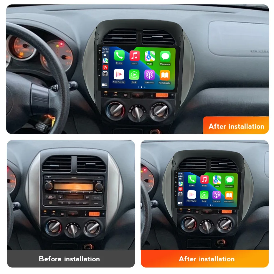 9 Inch Android 14 Car Radio for Toyota Rav4 2003 2004 2005 CarPlay Auto GPS Multimedia Player Navigation 2 Din Stereo Autoradio