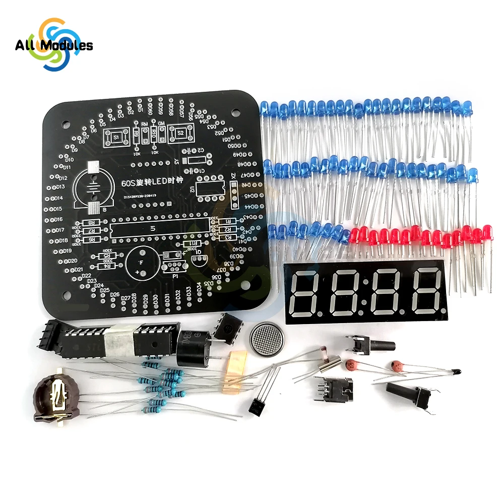 Imagem -02 - Digital Faça Você Mesmo Electronic Clock Kit Controle de Luz Rotação Led Time Display Temperatura Tool Conjunto para a Prática de Solda