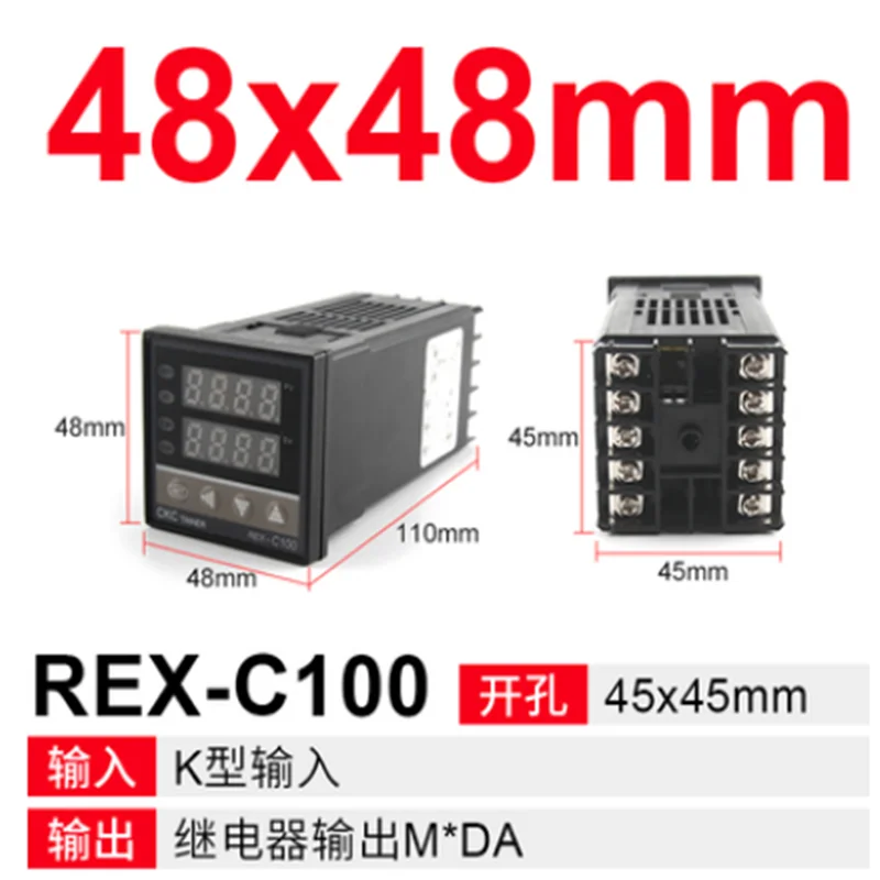 48*48 REX-C100 K J PT100 Thermostat 400 degree 220V Digital Output Electronic PID Programmable Sensors Temperature Controller