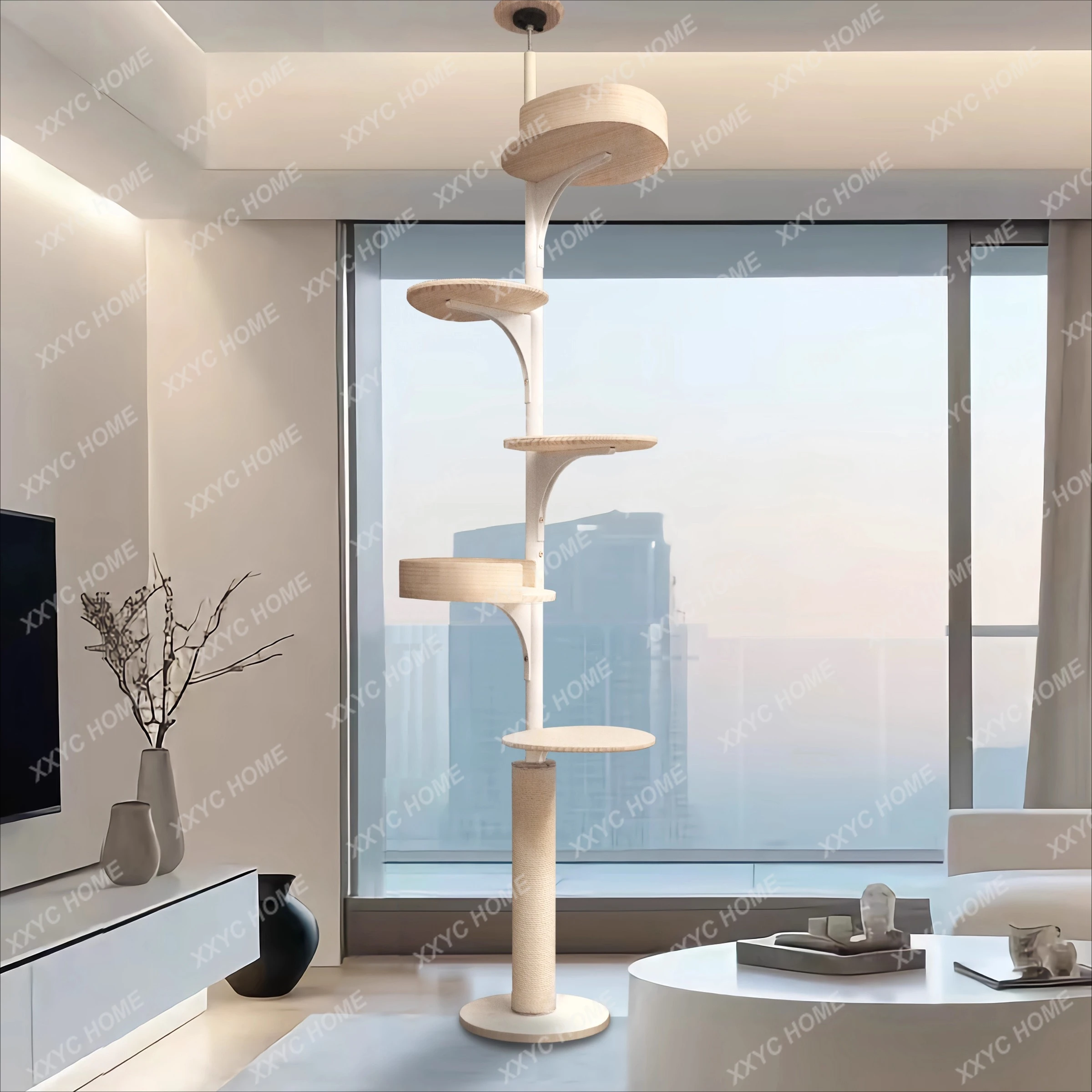 LXSolid wood cat climbing frame High-rise Tongtian pillar does not occupy an area of indomitable cat nest cat jumping platform