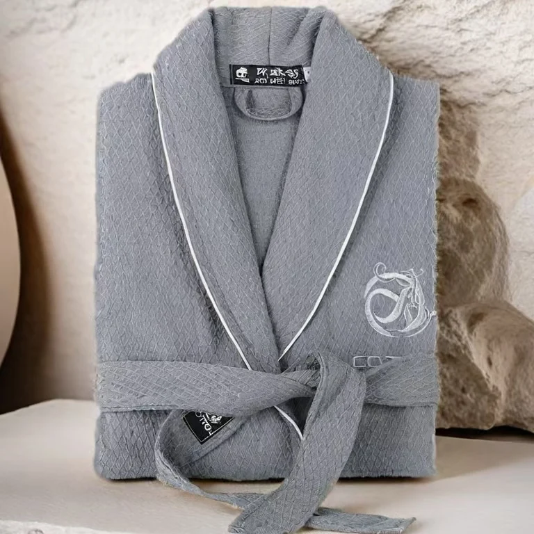 Cotton Terry Robe for Couples, Thin Morning Robe, Long Sleeve Waffle Bathrobe, Hotel Beauty Bath Towel, Spring and Summer