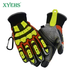 XYEHS-XU5301 Luvas mecânicas com dedo TPR Knuckle, luvas retardantes de chamas, proteção contra impactos, resistente ao corte, segurança de resgate