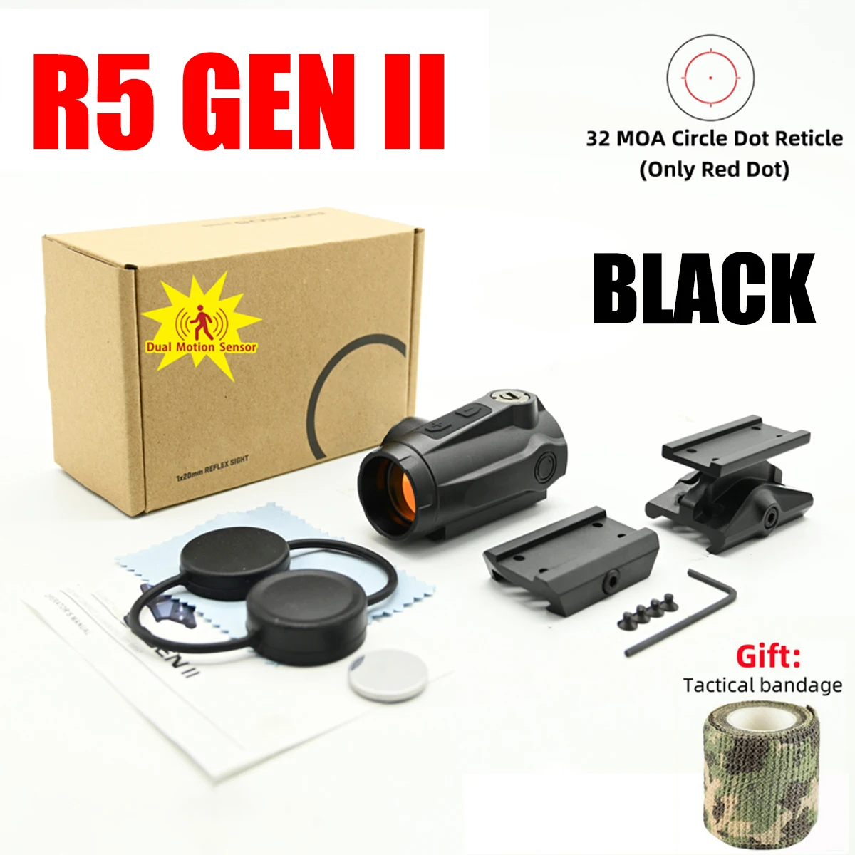 R5II Red Dot Verlichte Holografische Richtkijker 3x/5x Vergroten Side Flip Tactische Combo Reflex Scope Sight Kit Collimator