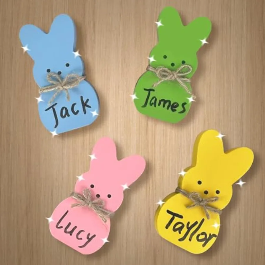 イースターデコレーション 4個入り イースターピープスデコレーション イースター木製サイン 段階式トレイ用 イースターテーブルデコレーション 素朴な自立型装飾