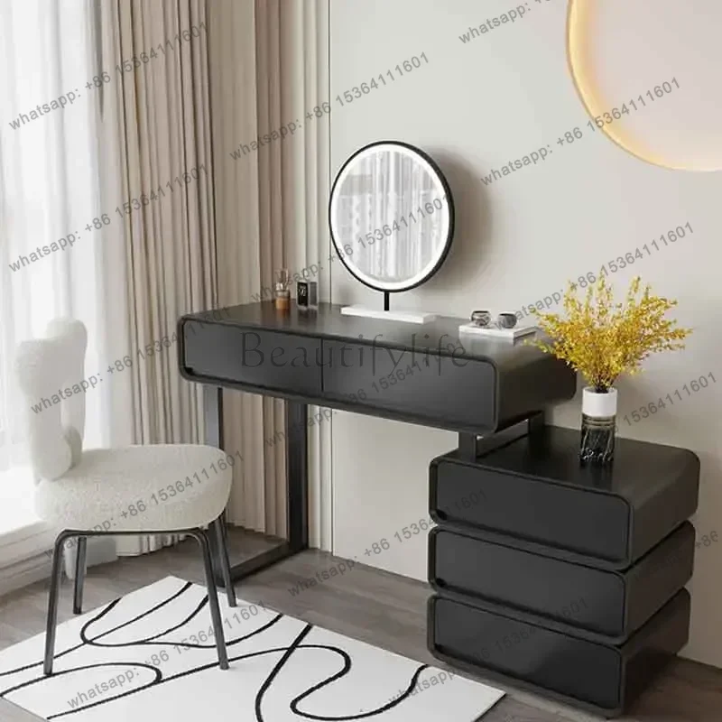 LJY Ergonomic Hair Dressing Table Holders Black Storage Mirror Dressing Table Makeup Luxury Tocador De MaquillajeTrendy Furnitur