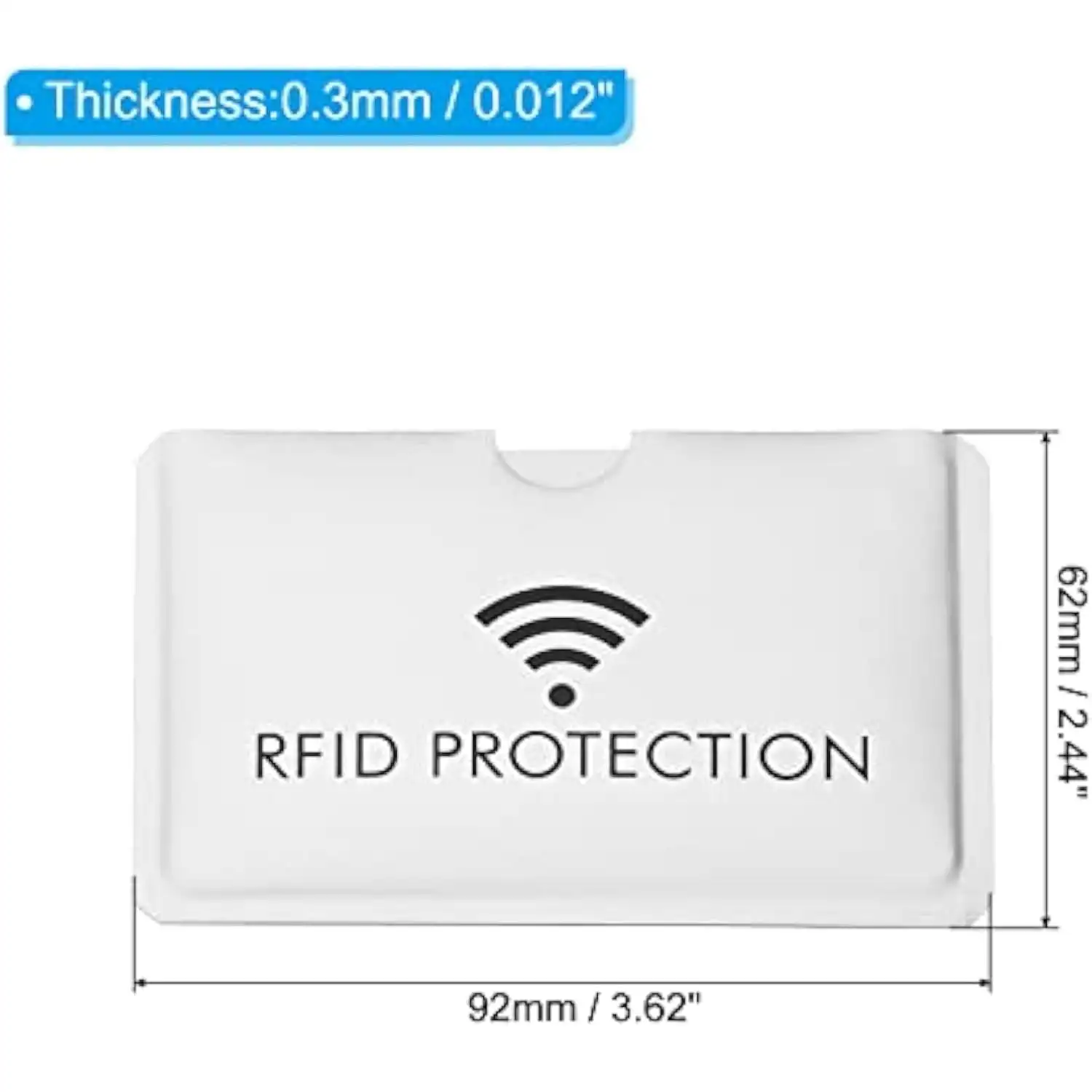 Mangas de bloqueio RFID, prevenção de roubo de identidade de alumínio, cartões de crédito, mangas protetoras seguras para bolsa NFC, 100 peças