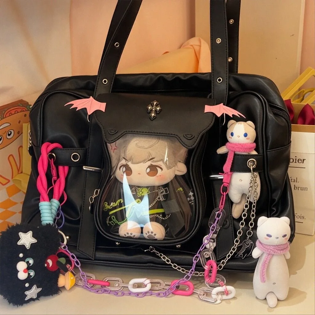 New Y2K Ita Shoulder Bag Cute Girls Transparent Bag Fashion Women's Large Capacity Casual Tote Bag DIY Display Handbag Backpacks